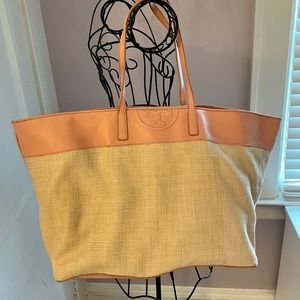 Tory Burch Tote light pink and beige gently used few pen marks in pic